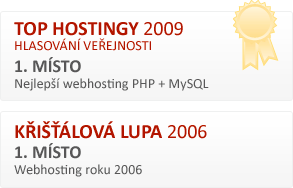 Ocenění Českého hostingu - Nejlepší webhosting PHP + MySQL a Webhosting roku